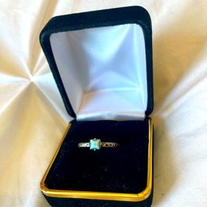 Teal and silver ring